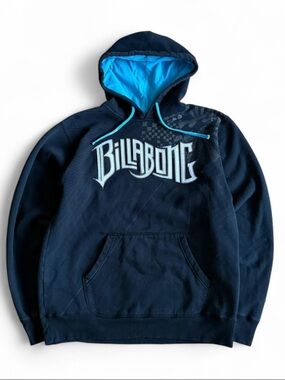 Billabong black Pullover Hoodie with Teal Accents